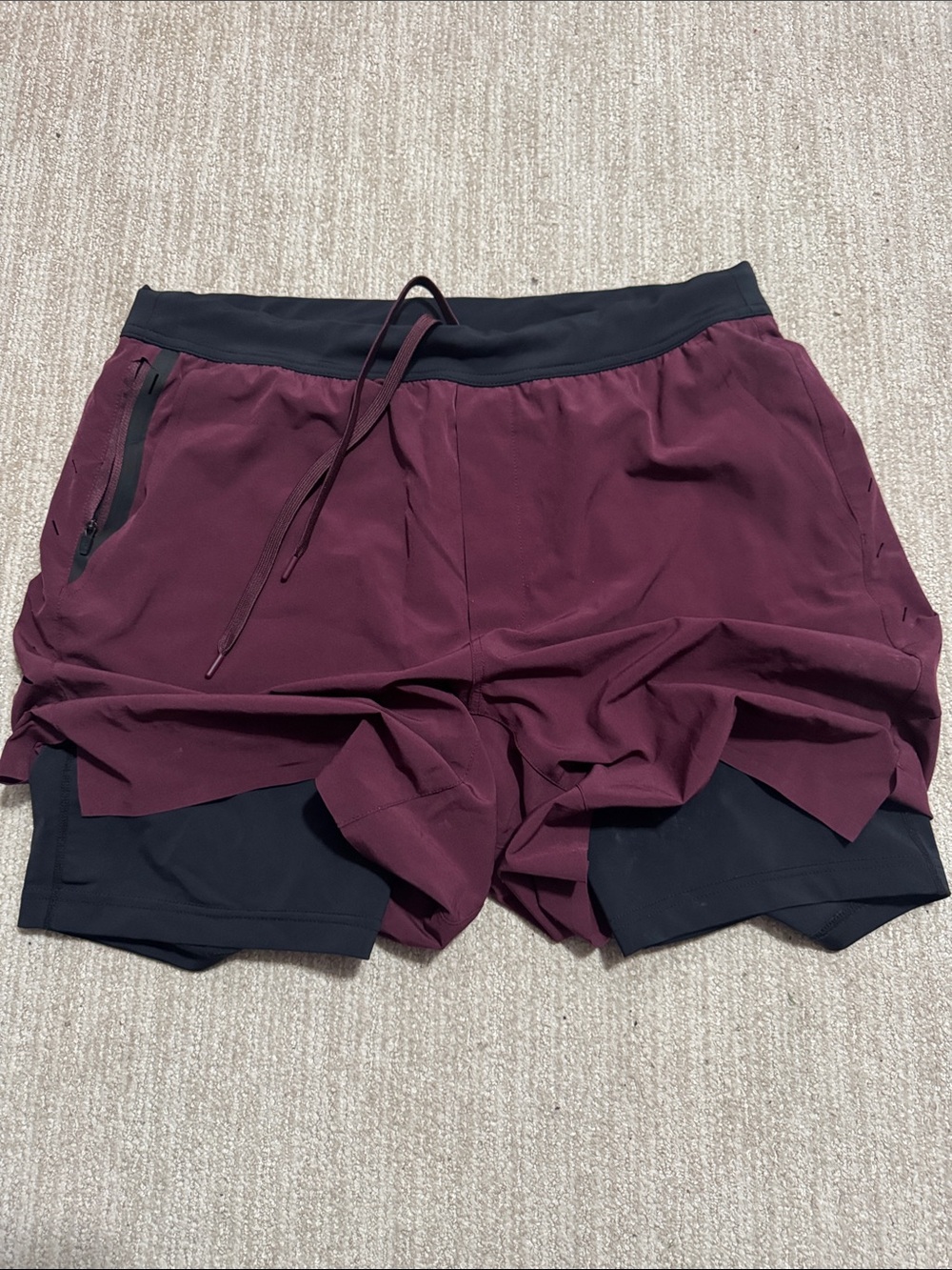 Ten Thousand Mens XL Burgundy Interval Shorts 7" Lined Zip Pocket Training - Picture 7 of 9